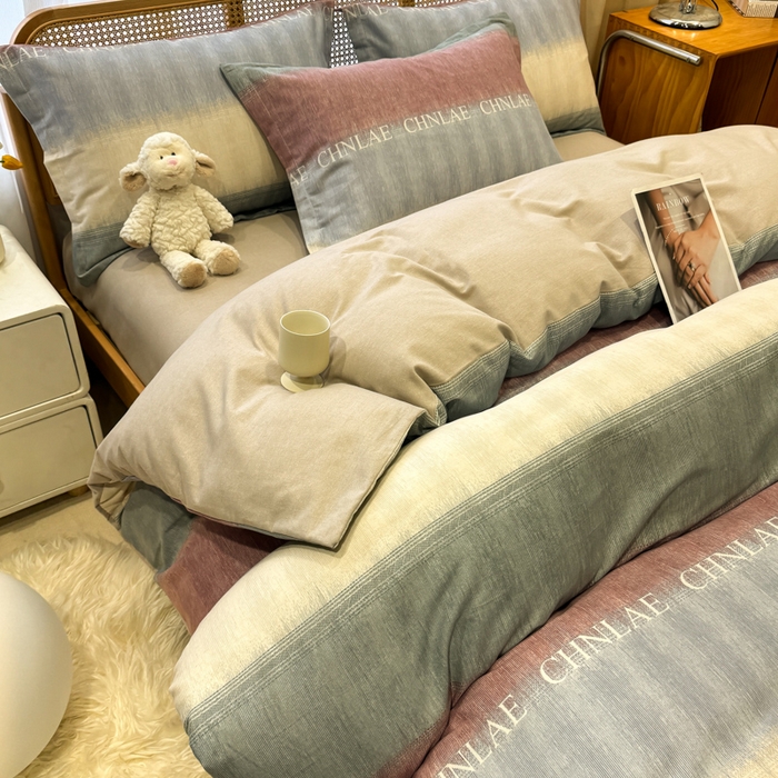 91家纺网 家纺一手货源 找家纺 丝芙妮家居（原乐视家纺） 2025新款全棉磨毛多规格单品套件系列-四件套 伊甸-灰