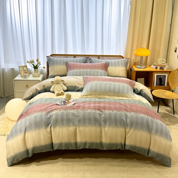 91家纺网 家纺一手货源 找家纺 丝芙妮家居（原乐视家纺） 2025新款全棉磨毛多规格单品套件系列-四件套 伊甸-灰