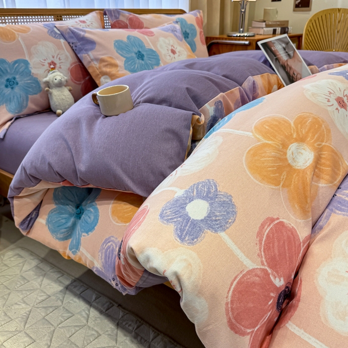 91家纺网 家纺一手货源 找家纺 丝芙妮家居（原乐视家纺） 2025新款全棉磨毛多规格单品套件系列-四件套 花晓