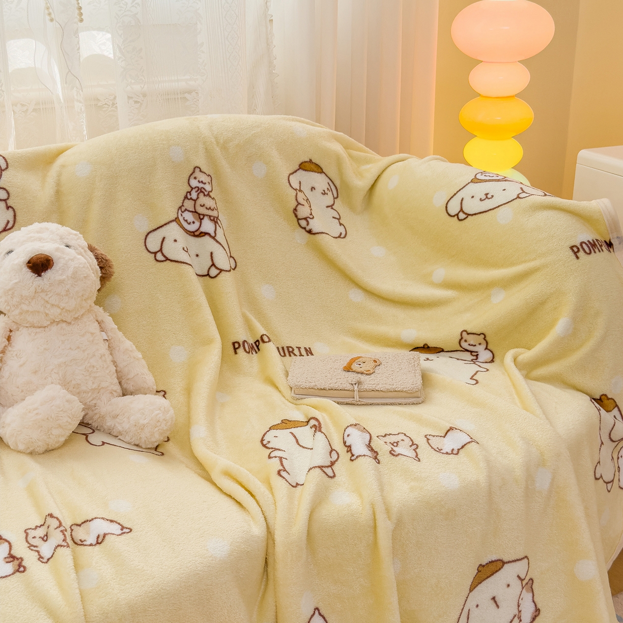 91家纺网 家纺一手货源 找家纺 花满路 2025新款亲肤舒适卡通系列毛毯 俏皮布丁狗