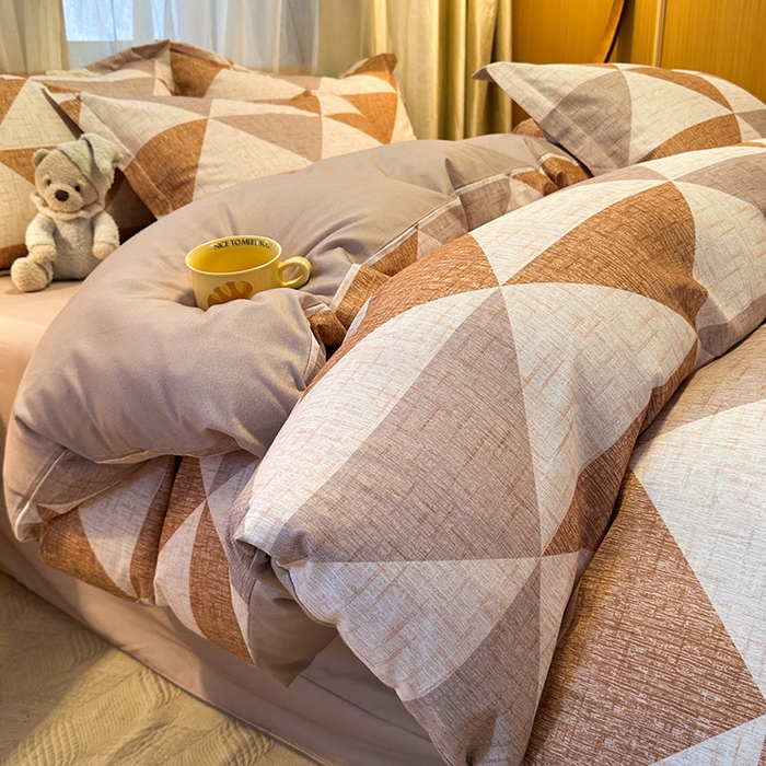 91家纺网 家纺一手货源 找家纺 丝芙妮家居（原乐视家纺） 2025新款全棉磨毛多规格单品套件系列-四件套 云漫-咖