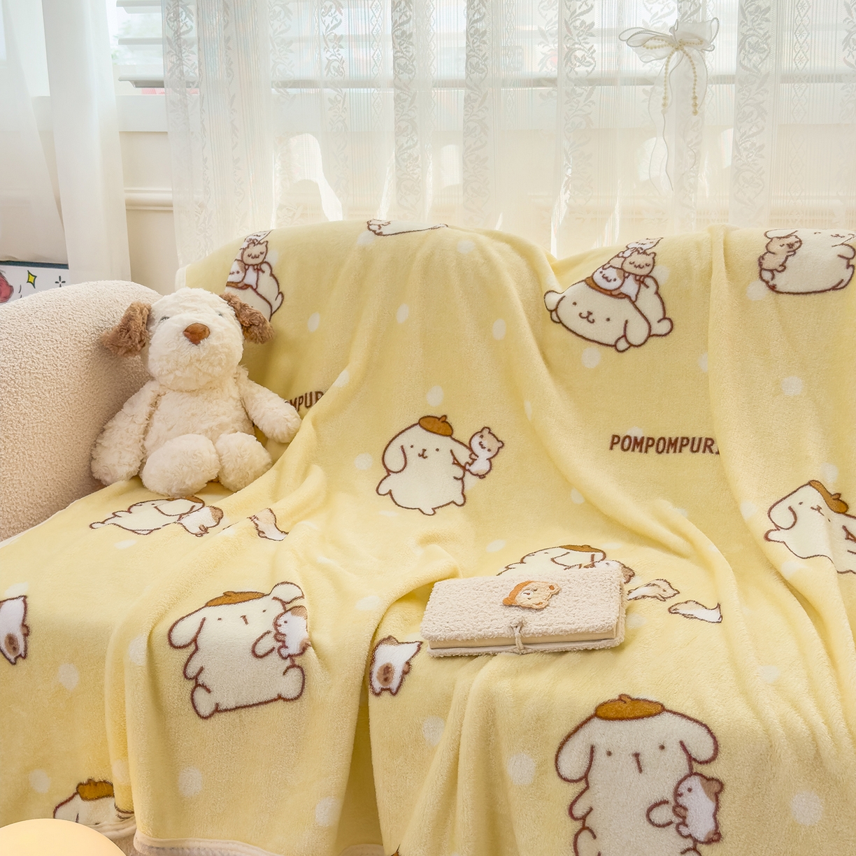 91家纺网 家纺一手货源 找家纺 花满路 2025新款亲肤舒适卡通系列毛毯 俏皮布丁狗