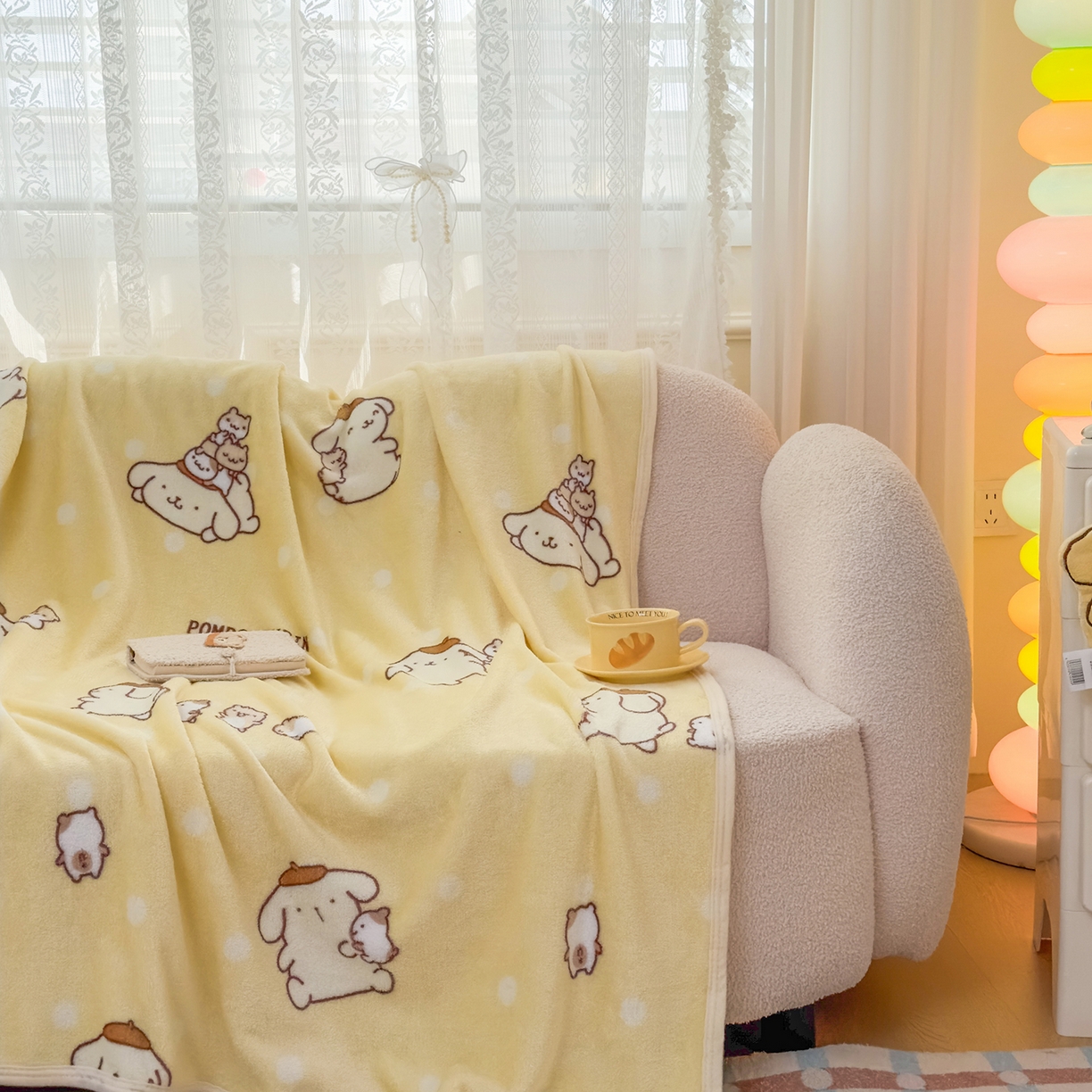 91家纺网 家纺一手货源 找家纺 花满路 2025新款亲肤舒适卡通系列毛毯 俏皮布丁狗