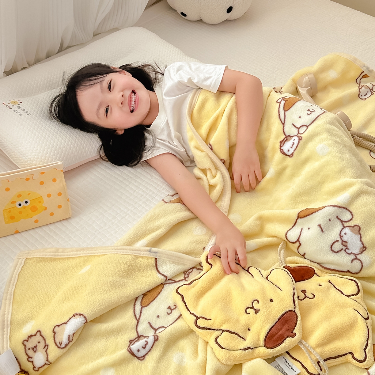 91家纺网 家纺一手货源 找家纺 花满路 2025新款亲肤舒适卡通系列毛毯 俏皮布丁狗