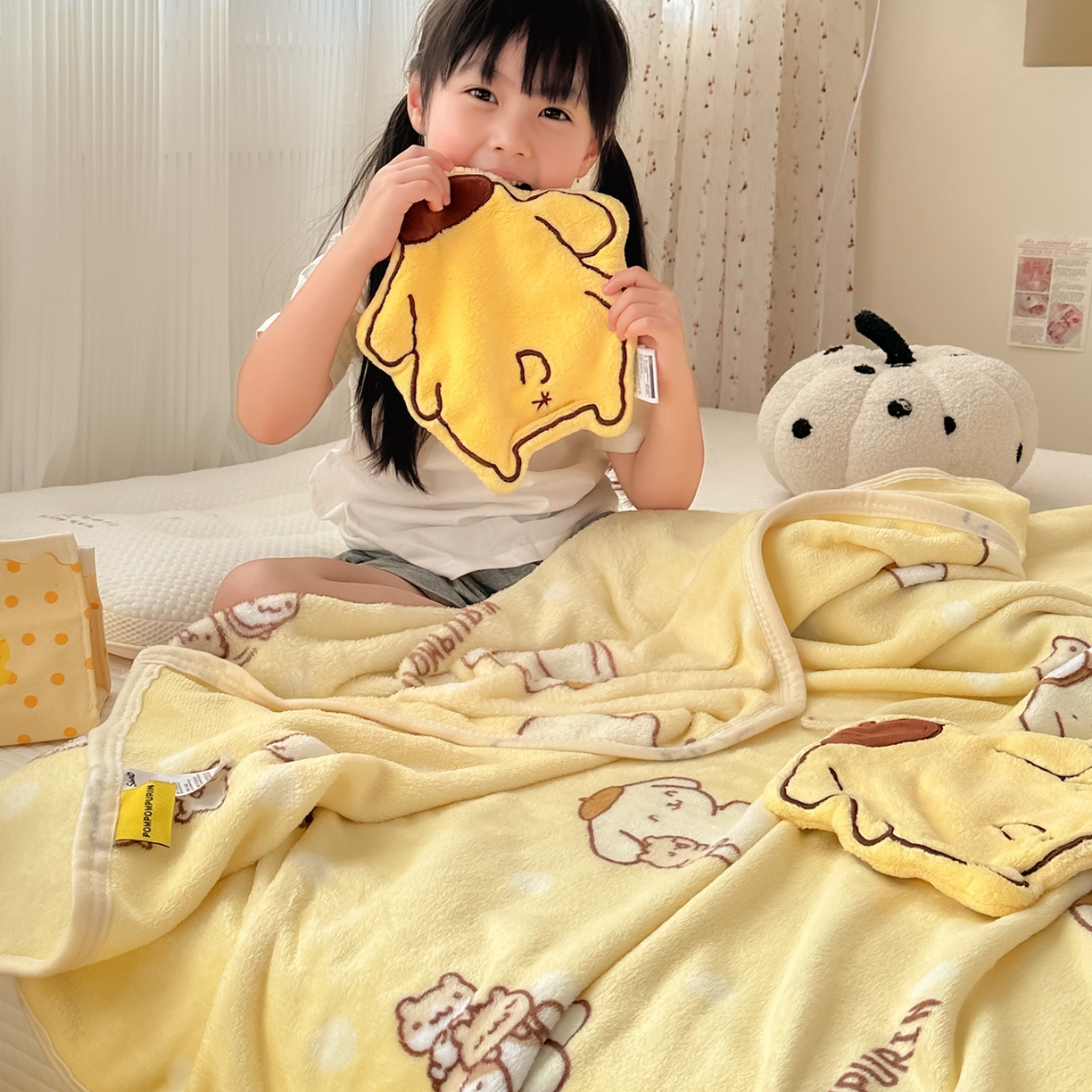 91家纺网 家纺一手货源 找家纺 花满路 2025新款亲肤舒适卡通系列毛毯 俏皮布丁狗