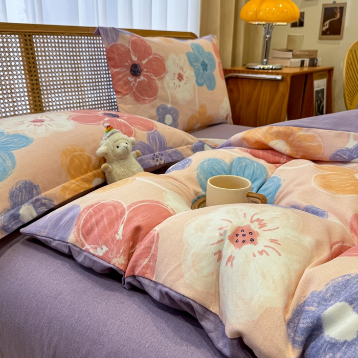 91家纺网 家纺一手货源 找家纺 丝芙妮家居（原乐视家纺） 2025新款全棉磨毛多规格单品套件系列-四件套 花晓