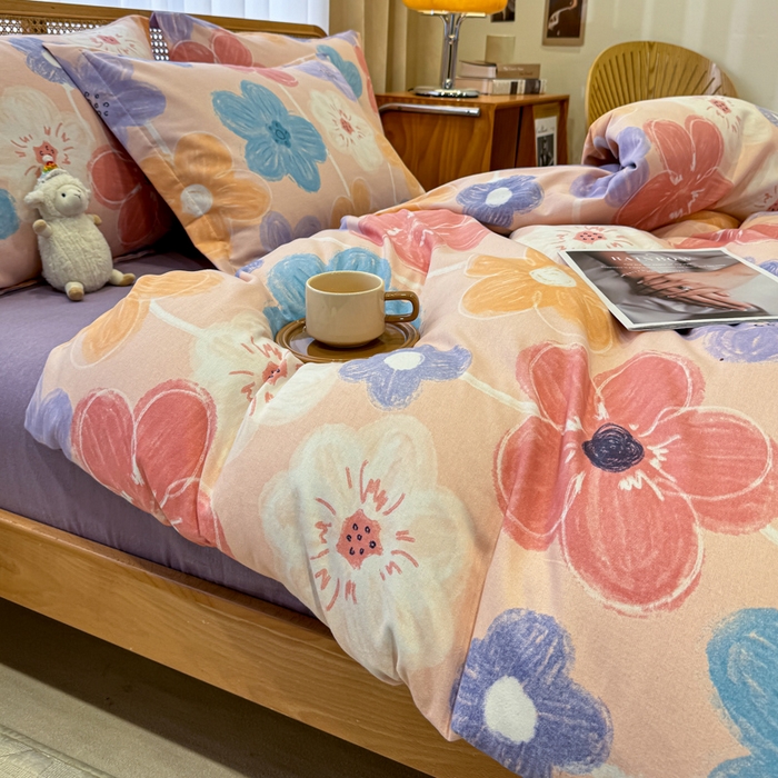 91家纺网 家纺一手货源 找家纺 丝芙妮家居（原乐视家纺） 2025新款全棉磨毛多规格单品套件系列-四件套 花晓