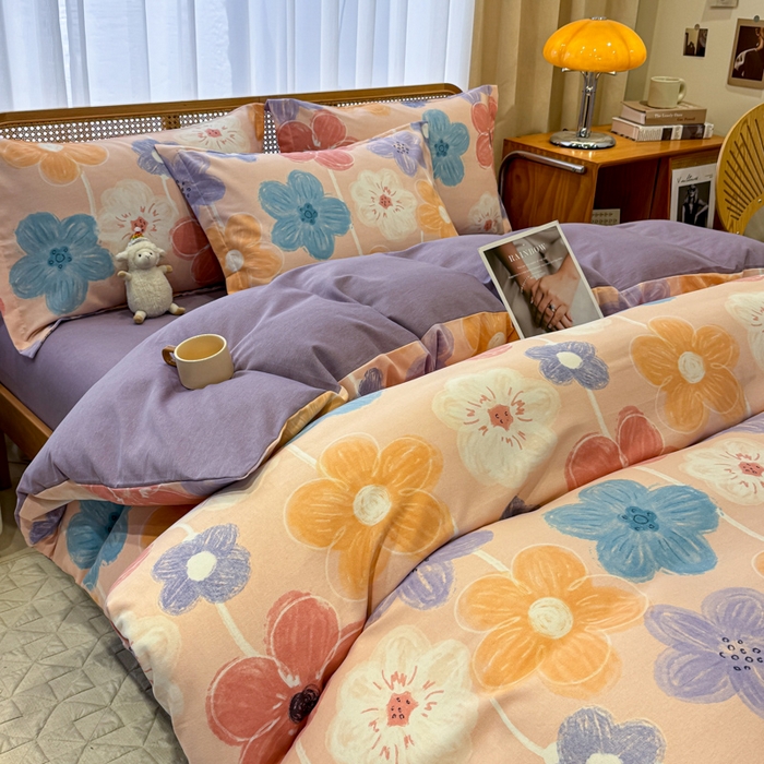 91家纺网 家纺一手货源 找家纺 丝芙妮家居（原乐视家纺） 2025新款全棉磨毛多规格单品套件系列-四件套 花晓