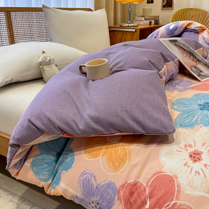 91家纺网 家纺一手货源 找家纺 丝芙妮家居（原乐视家纺） 2025新款全棉磨毛多规格单品套件系列-四件套 花晓