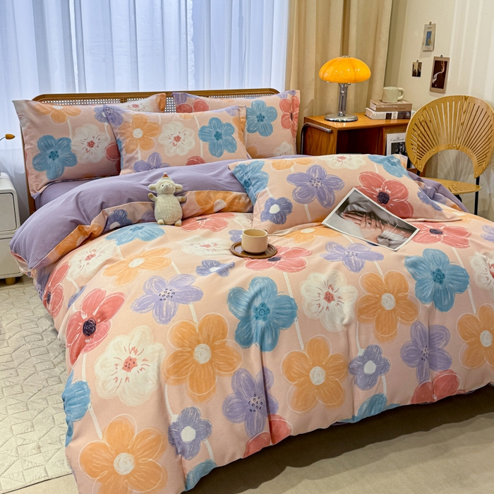 91家纺网 家纺一手货源 找家纺 丝芙妮家居（原乐视家纺） 2025新款全棉磨毛多规格单品套件系列-四件套 花晓