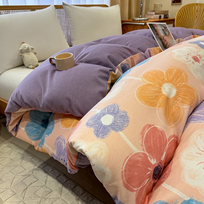 91家纺网 家纺一手货源 找家纺 丝芙妮家居（原乐视家纺） 2025新款全棉磨毛多规格单品套件系列-四件套 花晓