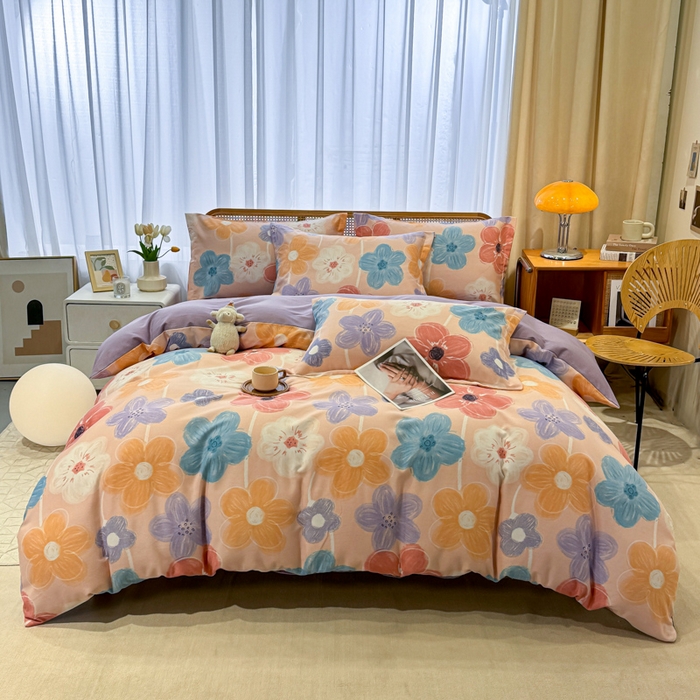 91家纺网 家纺一手货源 找家纺 丝芙妮家居（原乐视家纺） 2025新款全棉磨毛多规格单品套件系列-四件套 花晓