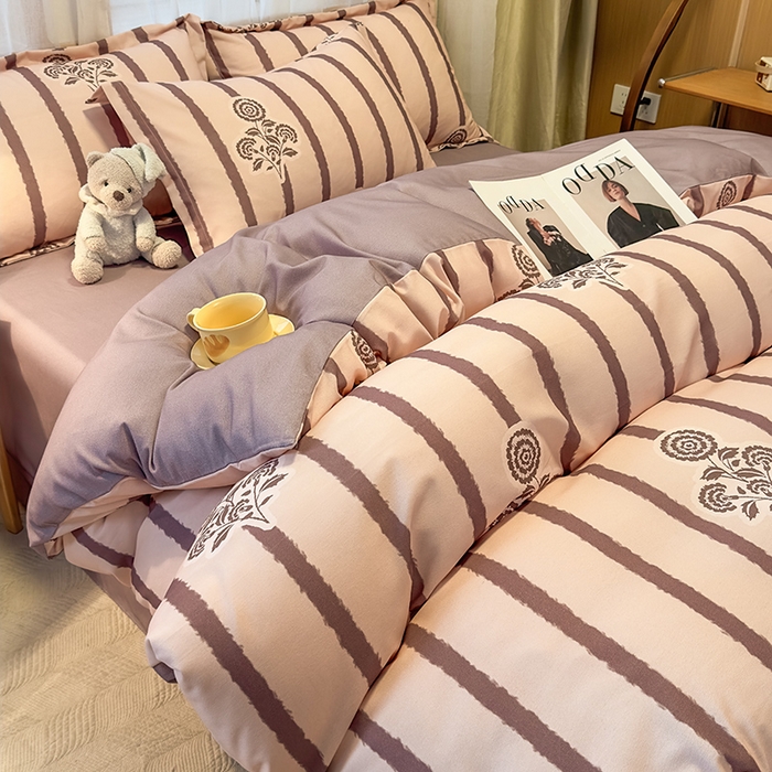 91家纺网 家纺一手货源 找家纺 丝芙妮家居（原乐视家纺） 2025新款全棉磨毛多规格单品套件系列-四件套 暗香-紫