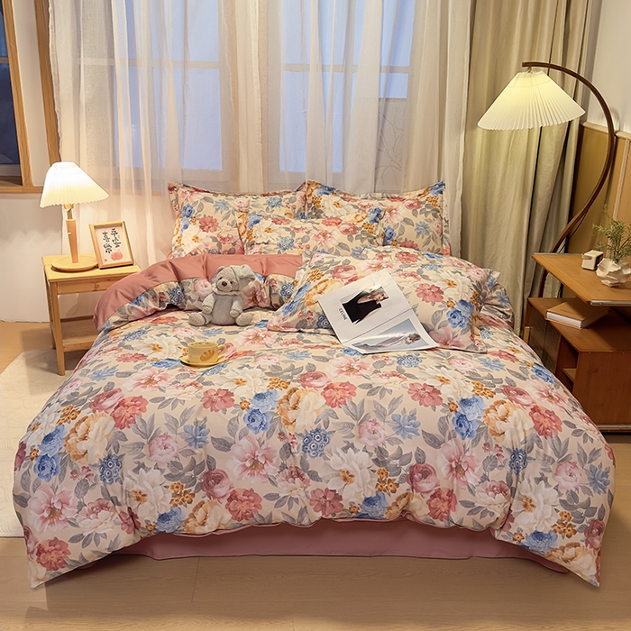 91家纺网 家纺一手货源 找家纺 丝芙妮家居（原乐视家纺） 2025新款全棉磨毛多规格单品套件系列-四件套 锦簇