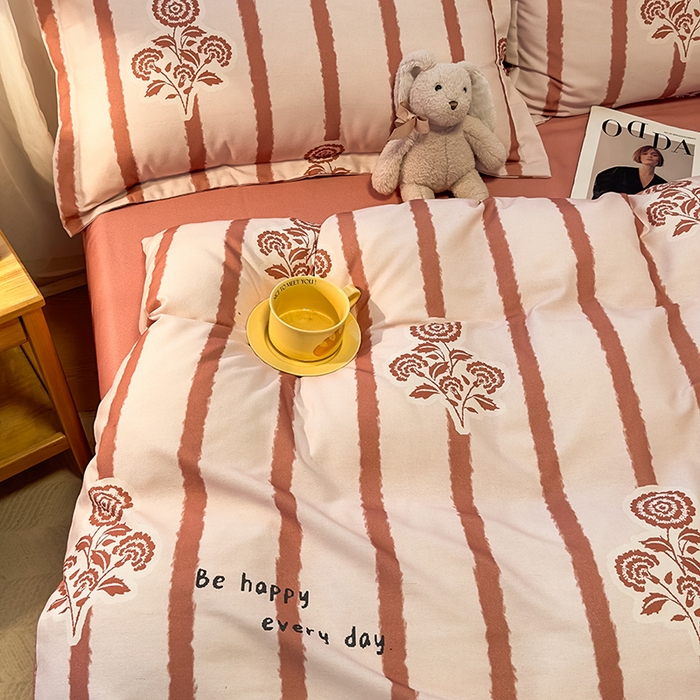 91家纺网 家纺一手货源 找家纺 丝芙妮家居（原乐视家纺） 2025新款全棉磨毛多规格单品套件系列-四件套 暗香-粉