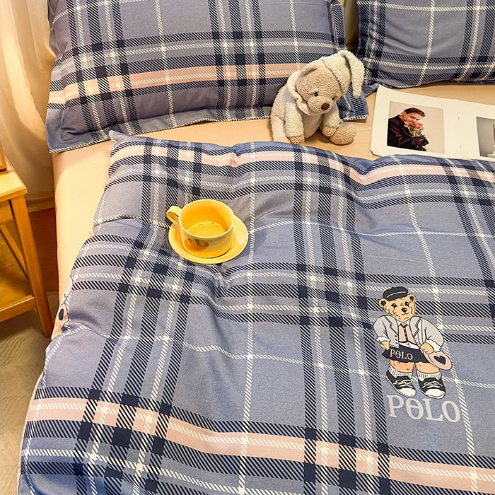 91家纺网 家纺一手货源 找家纺 丝芙妮家居（原乐视家纺） 2025新款全棉磨毛多规格单品套件系列-四件套 维尼小熊-蓝