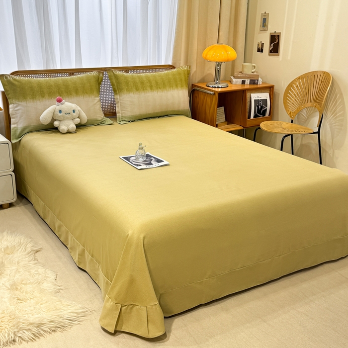 91家纺网 家纺一手货源 找家纺 丝芙妮家居（原乐视家纺） 2025新款全棉磨毛多规格单品套件系列-四件套 伊甸-绿