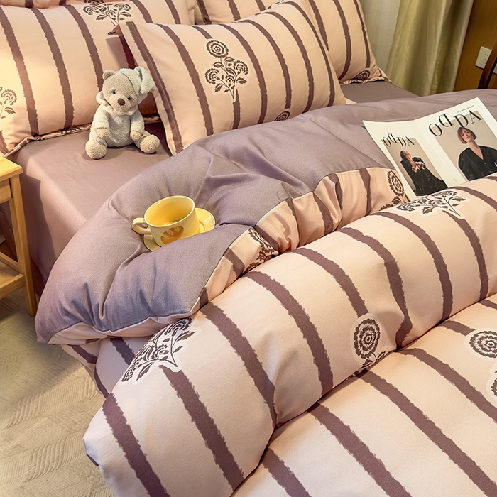 91家纺网 家纺一手货源 找家纺 丝芙妮家居（原乐视家纺） 2025新款全棉磨毛多规格单品套件系列-四件套 暗香-紫