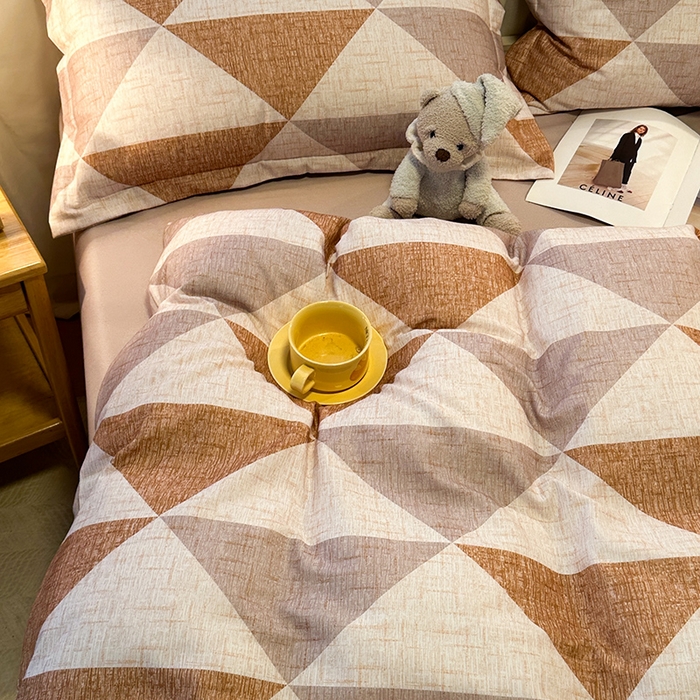 91家纺网 家纺一手货源 找家纺 丝芙妮家居（原乐视家纺） 2025新款全棉磨毛多规格单品套件系列-四件套 云漫-咖