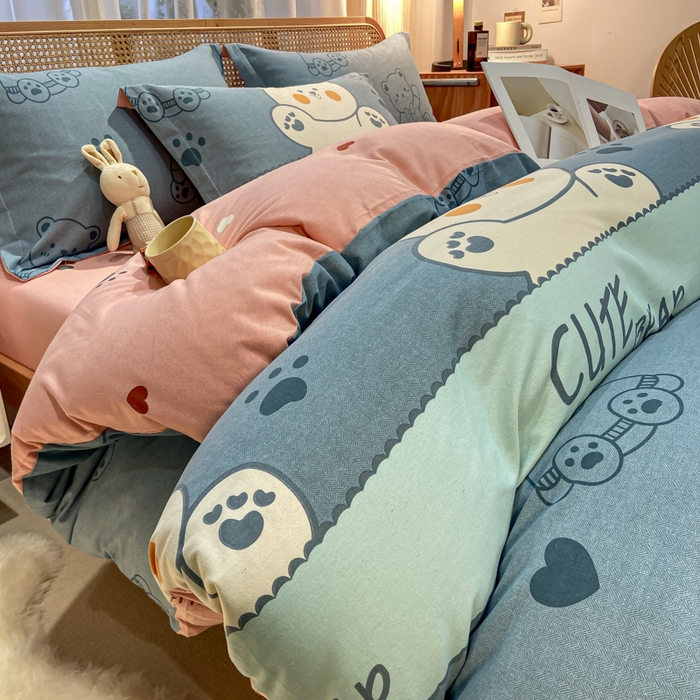 91家纺网 家纺一手货源 找家纺 丝芙妮家居（原乐视家纺） 2025新款全棉磨毛多规格单品套件系列-四件套 淘气熊