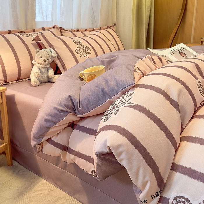 丝芙妮家居（原乐视家纺） 2025新款全棉磨毛多规格单品套件系列-四件套 暗香-紫