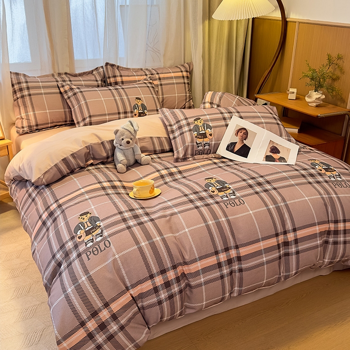 91家纺网 家纺一手货源 找家纺 丝芙妮家居（原乐视家纺） 2025新款全棉磨毛多规格单品套件系列-四件套 维尼小熊-粉