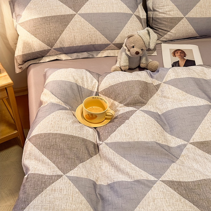 91家纺网 家纺一手货源 找家纺 丝芙妮家居（原乐视家纺） 2025新款全棉磨毛多规格单品套件系列-四件套 云漫-灰