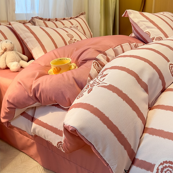 丝芙妮家居（原乐视家纺） 2025新款全棉磨毛多规格单品套件系列-四件套 暗香-粉