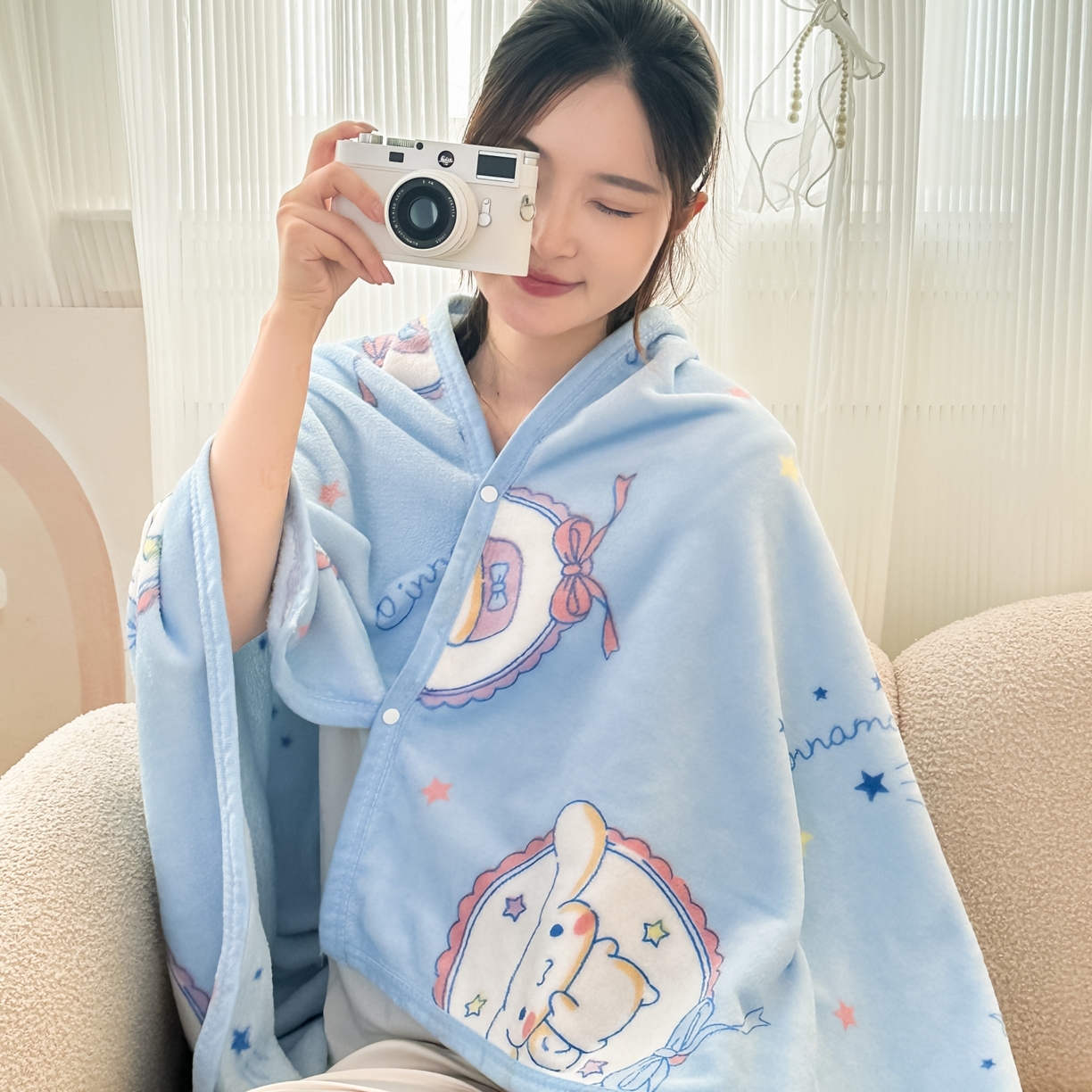 91家纺网 家纺一手货源 找家纺 花满路 2025新款亲肤舒适卡通系列毛毯 圈圈大耳狗