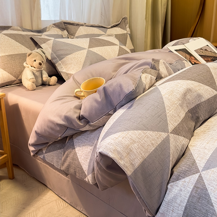 91家纺网 家纺一手货源 找家纺 丝芙妮家居（原乐视家纺） 2025新款全棉磨毛多规格单品套件系列-四件套 云漫-灰