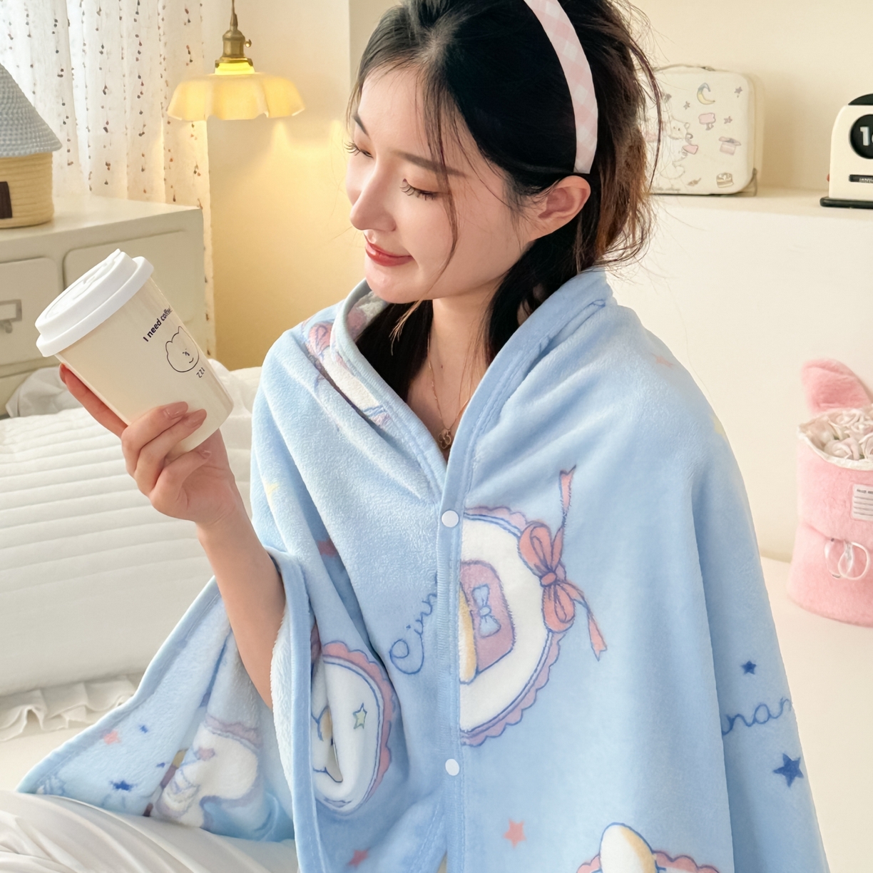 91家纺网 家纺一手货源 找家纺 花满路 2025新款亲肤舒适卡通系列毛毯 圈圈大耳狗