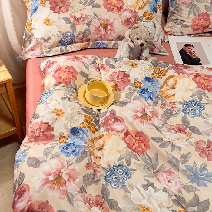 91家纺网 家纺一手货源 找家纺 丝芙妮家居（原乐视家纺） 2025新款全棉磨毛多规格单品套件系列-四件套 锦簇