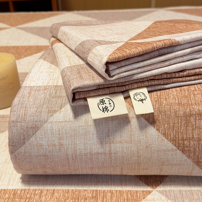 91家纺网 家纺一手货源 找家纺 丝芙妮家居（原乐视家纺） 2025新款全棉磨毛多规格单品套件系列-四件套 云漫-咖