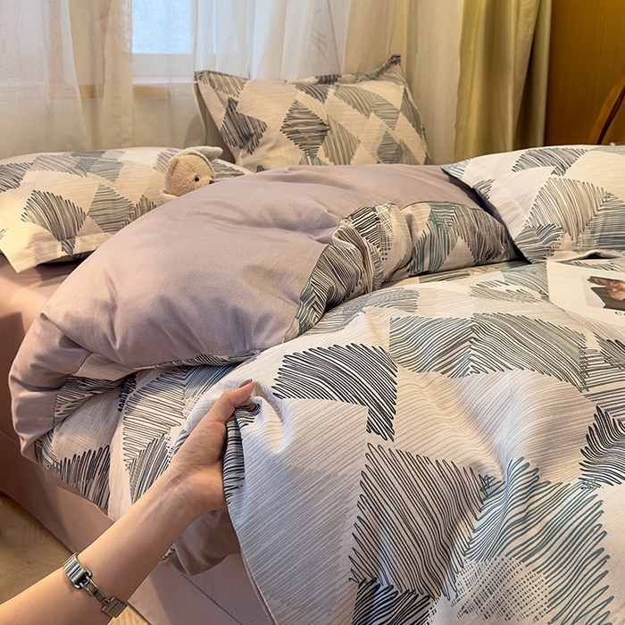 91家纺网 家纺一手货源 找家纺 丝芙妮家居（原乐视家纺） 2025新款全棉磨毛多规格单品套件系列-四件套 简森