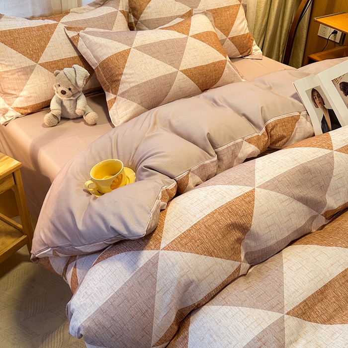 91家纺网 家纺一手货源 找家纺 丝芙妮家居（原乐视家纺） 2025新款全棉磨毛多规格单品套件系列-四件套 云漫-咖