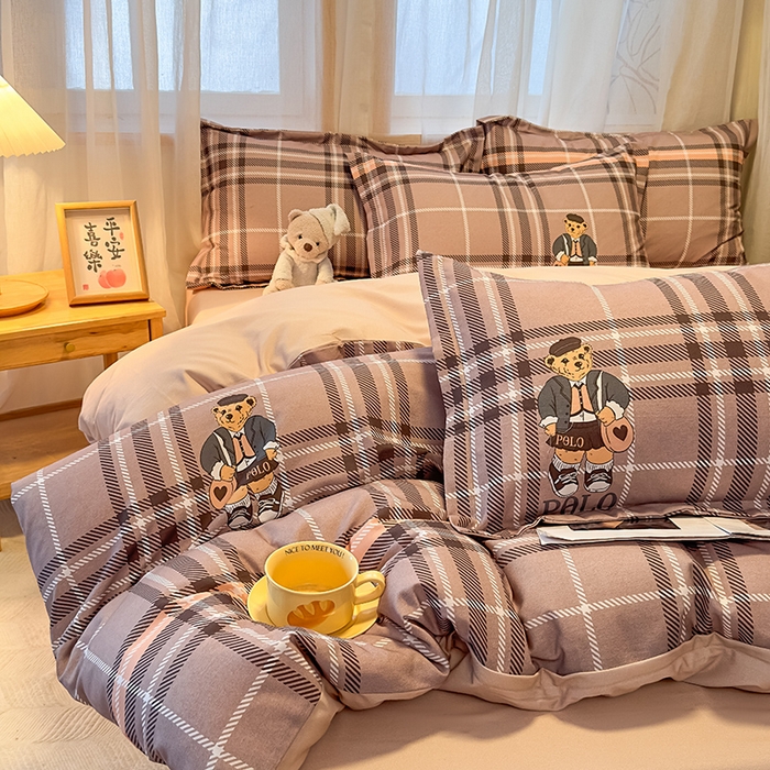 91家纺网 家纺一手货源 找家纺 丝芙妮家居（原乐视家纺） 2025新款全棉磨毛多规格单品套件系列-四件套 维尼小熊-粉