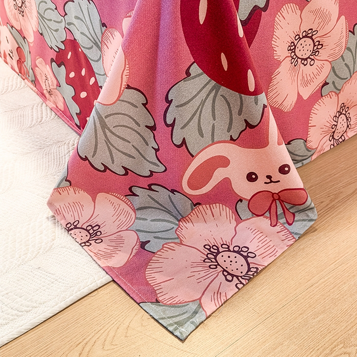 91家纺网 家纺一手货源 找家纺 丝芙妮家居（原乐视家纺） 2025新款全棉磨毛多规格单品床单 草莓兔兔-粉