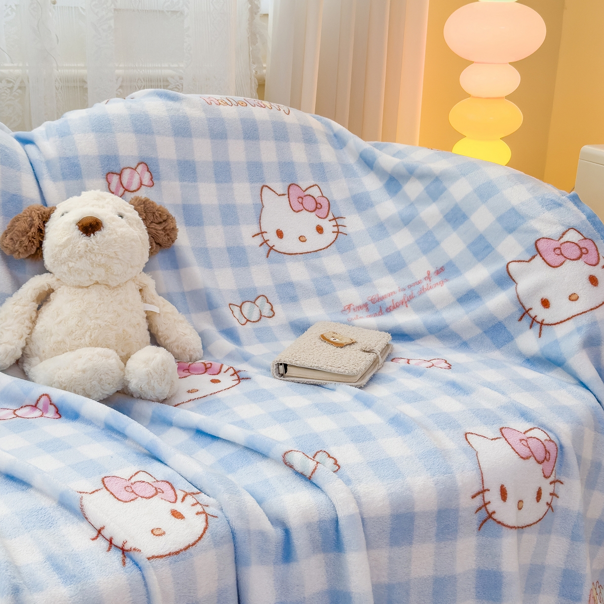 91家纺网 家纺一手货源 找家纺 花满路 2025新款亲肤舒适卡通系列毛毯 糖果kt