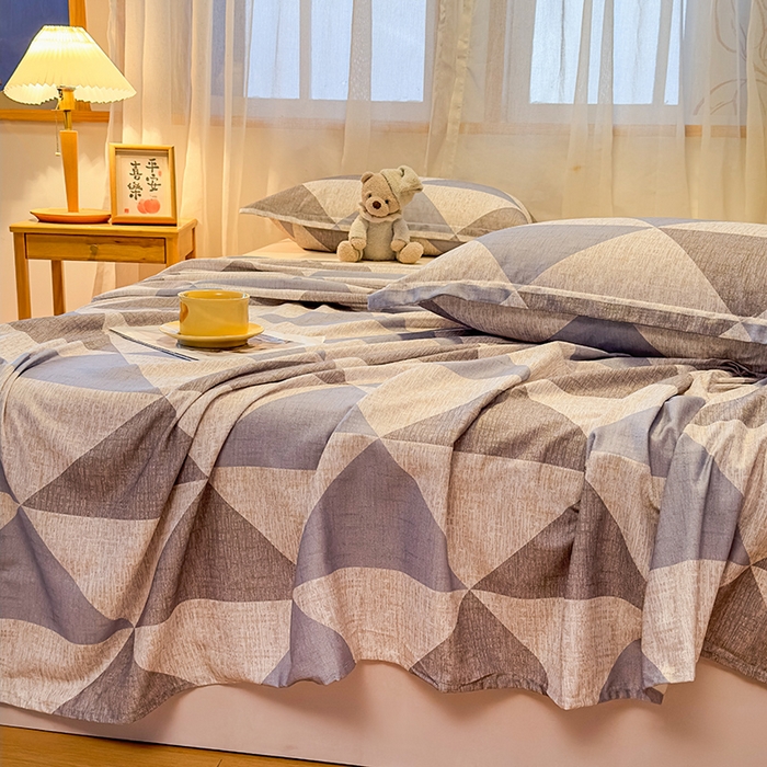 91家纺网 家纺一手货源 找家纺 丝芙妮家居（原乐视家纺） 2025新款全棉磨毛多规格单品床单 云漫-灰