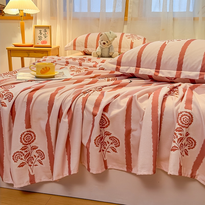 91家纺网 家纺一手货源 找家纺 丝芙妮家居（原乐视家纺） 2025新款全棉磨毛多规格单品床单 暗香-粉