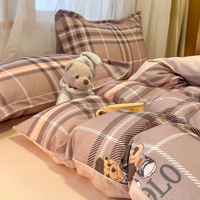 91家纺网 家纺一手货源 找家纺 丝芙妮家居（原乐视家纺） 2025新款全棉磨毛多规格单品床单 维尼小熊-粉