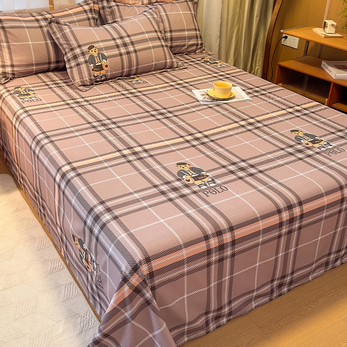 91家纺网 家纺一手货源 找家纺 丝芙妮家居（原乐视家纺） 2025新款全棉磨毛多规格单品床单 维尼小熊-粉