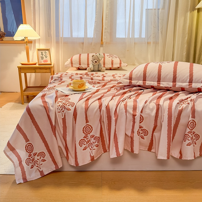 91家纺网 家纺一手货源 找家纺 丝芙妮家居（原乐视家纺） 2025新款全棉磨毛多规格单品床单 暗香-粉