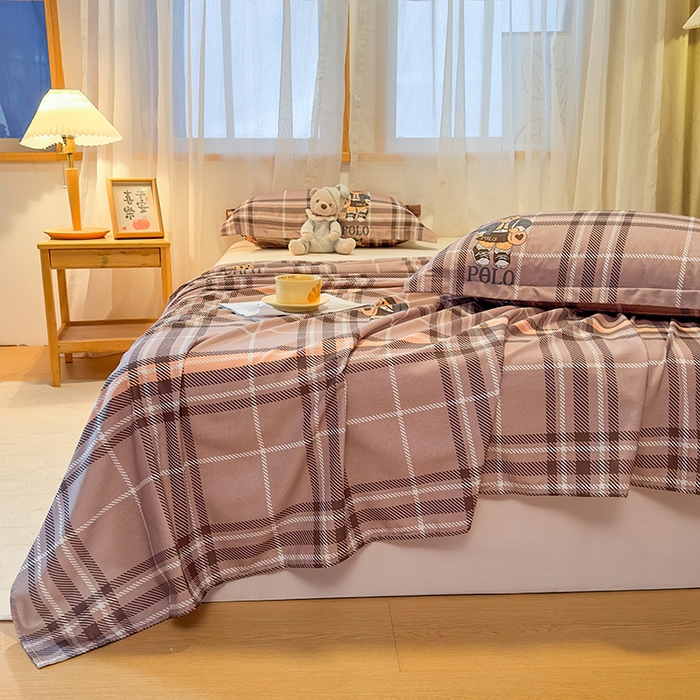 91家纺网 家纺一手货源 找家纺 丝芙妮家居（原乐视家纺） 2025新款全棉磨毛多规格单品床单 维尼小熊-粉