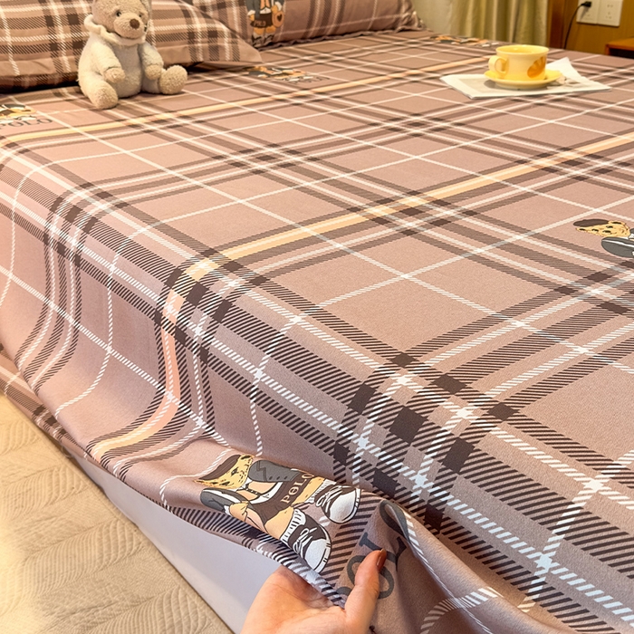 91家纺网 家纺一手货源 找家纺 丝芙妮家居（原乐视家纺） 2025新款全棉磨毛多规格单品床单 维尼小熊-粉