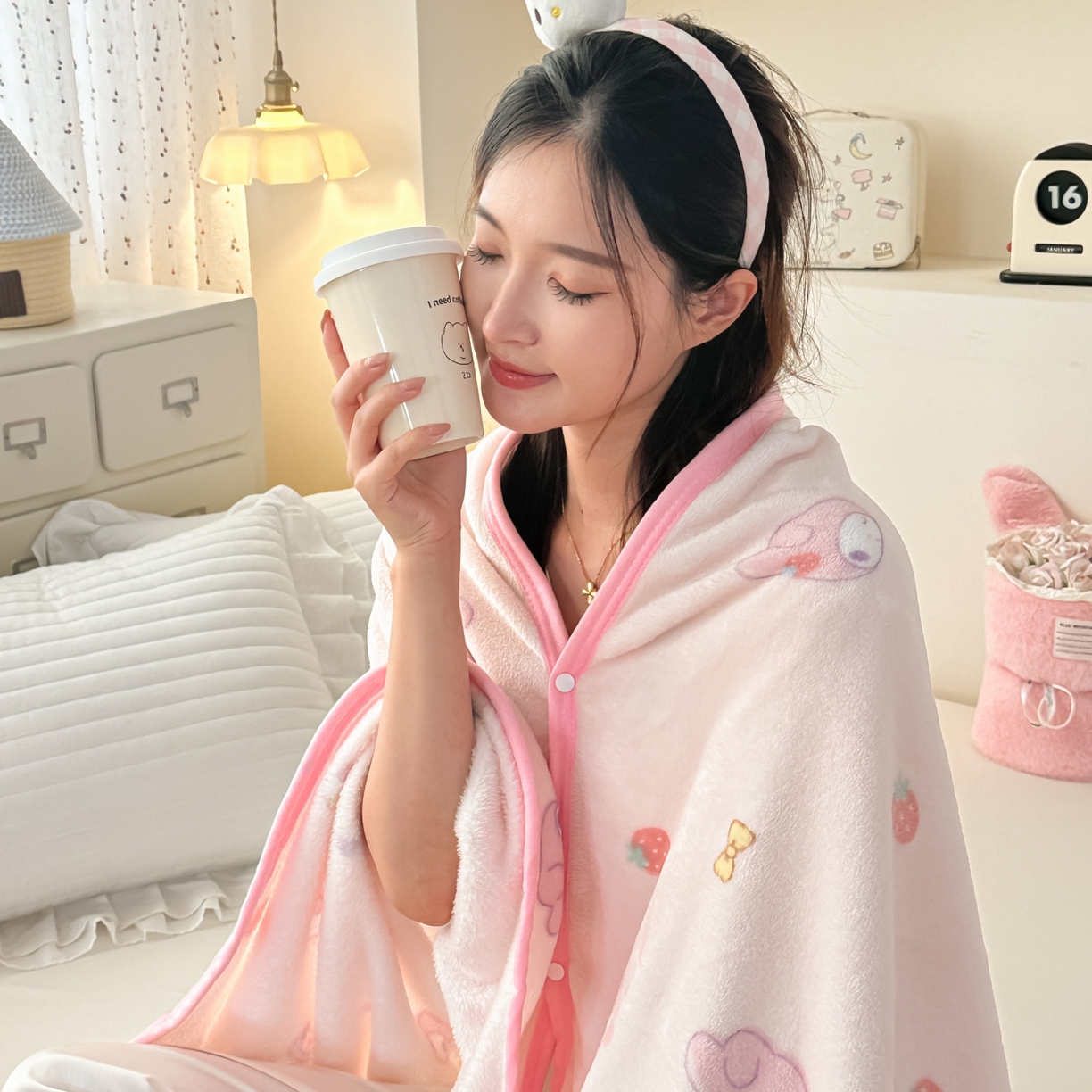 91家纺网 家纺一手货源 找家纺 花满路 2025新款亲肤舒适卡通系列毛毯 甜筒美乐蒂