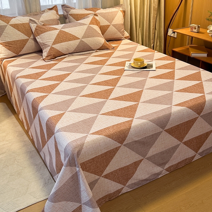 91家纺网 家纺一手货源 找家纺 丝芙妮家居（原乐视家纺） 2025新款全棉磨毛多规格单品床单 云漫-咖