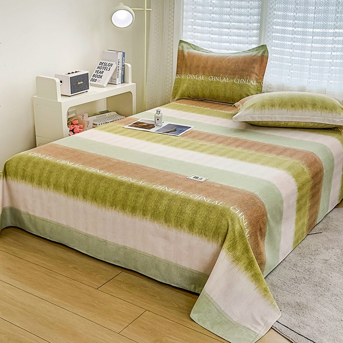 91家纺网 家纺一手货源 找家纺 丝芙妮家居（原乐视家纺） 2025新款全棉磨毛多规格单品床单 伊甸-绿