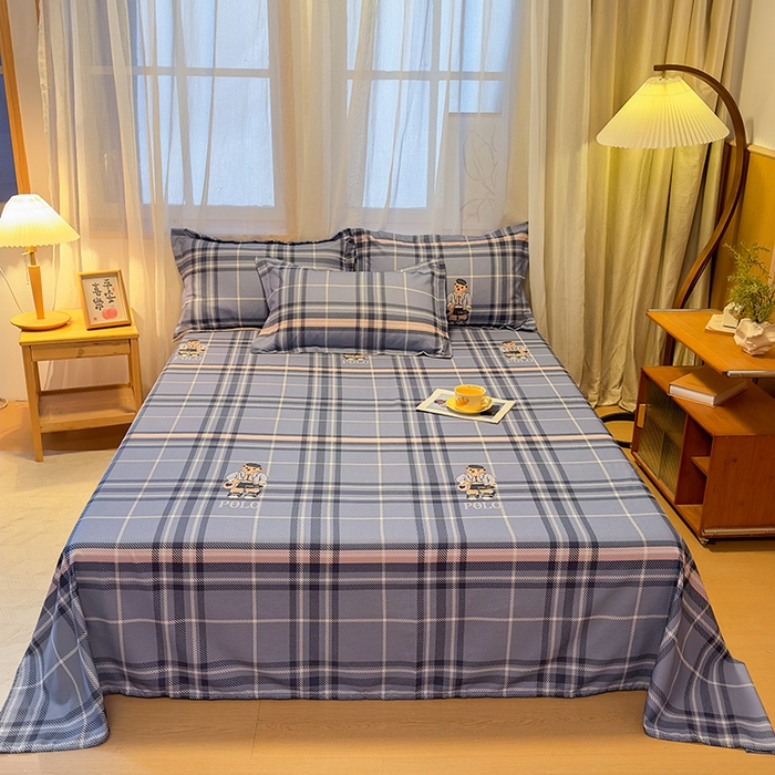 91家纺网 家纺一手货源 找家纺 丝芙妮家居（原乐视家纺） 2025新款全棉磨毛多规格单品床单 维尼小熊-蓝