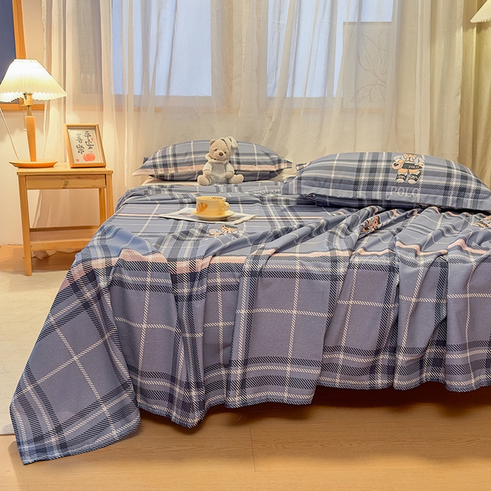 91家纺网 家纺一手货源 找家纺 丝芙妮家居（原乐视家纺） 2025新款全棉磨毛多规格单品床单 维尼小熊-蓝